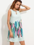 Shein Multicolor Print Cutout Sleeveless Shift Dress