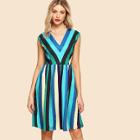 Shein V-neckline Striped Dress
