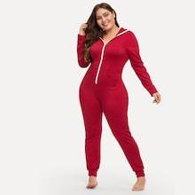 Shein Plus Zipper Front Hooded Jumpsuit