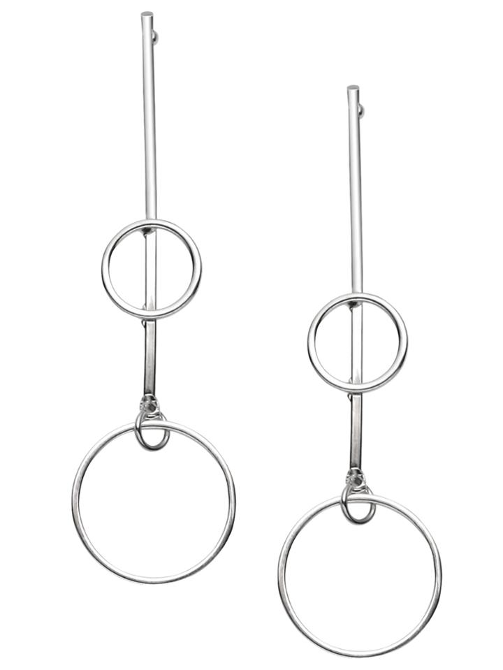 Shein Silver Metal Ring Drop Earrings