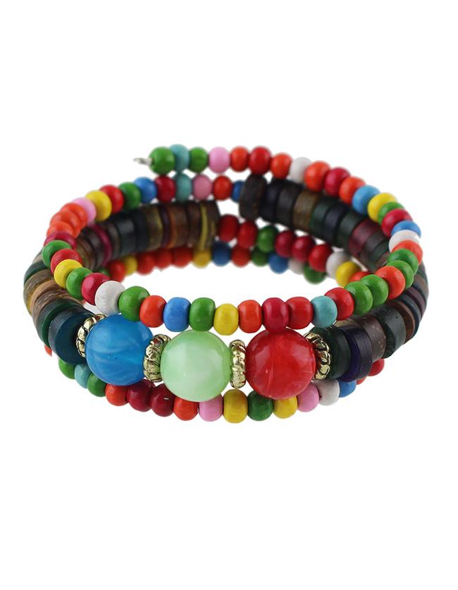 Shein Colorful Wood Bead Bracelet