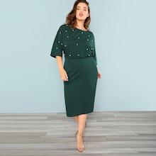 Shein Plus Pearl Beaded Pencil Dress