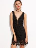Shein Black Crochet Lace Overlay Dress