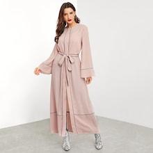 Shein Contrast Binding Tie Waist Abaya