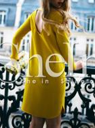 Shein Yellow Long Sleeve Backless Straight Dress