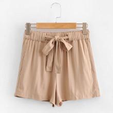 Shein Solid Tie Front Shorts