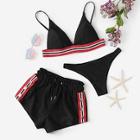 Shein Studded Detail Bikini Set & Shorts 3pcs