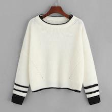 Shein Plus Drop Shoulder Contrast Trim Jumper