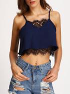 Shein Contrast Lace Spaghetti Strap Chiffon Cami Top