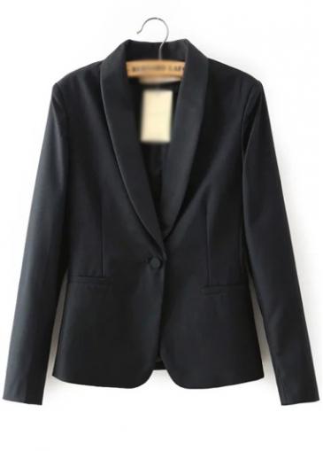 Rosewe One Button Closure Black Long Sleeve Blazer