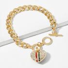 Shein Rhinestone Heart Detail Chain Bracelet