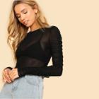 Shein Ruched Sleeve Mesh Top