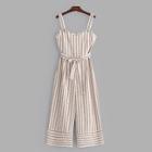 Shein Contrast Stripe Belted Wide Leg Jumpsuit