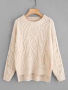 Shein Dip Hem Mixed Knit Sweater