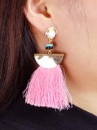 Shein Pink Ethnic Boho Tassel Long Earrings