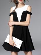 Shein Black White Color Block A-line Dress
