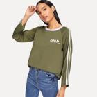 Shein Tape Detail Letter Print Tee