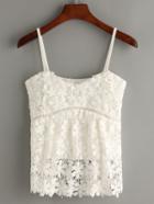 Shein White Flower Crochet Overlay Cami Top