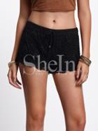 Shein Black Crochet Lace Scalloped Hem Shorts