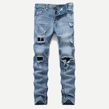 Shein Men Zipper Detail Ripped Jeans