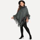 Shein Plus Contrast Faux Fur Fringe Hem Poncho Jumper