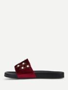 Shein Faux Pearl Decorated Velvet Flat Sandals