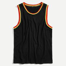 Shein Men Rainbow Striped Trim Tank Top