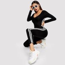 Shein Striped Side Seam Backless Unitard Jumpsuit