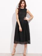 Shein Black Hollow Out Flare Sleeveless Dress