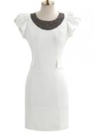 Rosewe Pure White Short Sleeve Round Neck With Fitting Dress