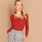 Shein Strappy Scoop Neck Fitted T-shirt