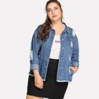 Shein Plus Raw Trim Ripped Jacket
