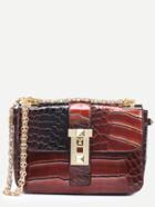 Shein Coffee Crocodile Embossed Strap Front Flap Bag