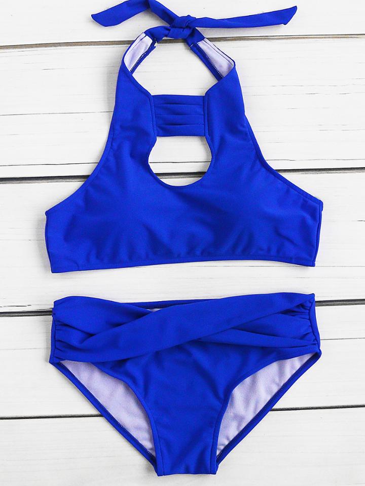 Shein Keyhole Front Twisted Detail Halter Bikini Set