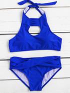 Shein Keyhole Front Twisted Detail Halter Bikini Set