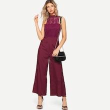 Shein Contrast Lace Zip Back Jumpsuit