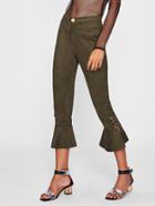 Shein Frill Hem Suede Crop Pants