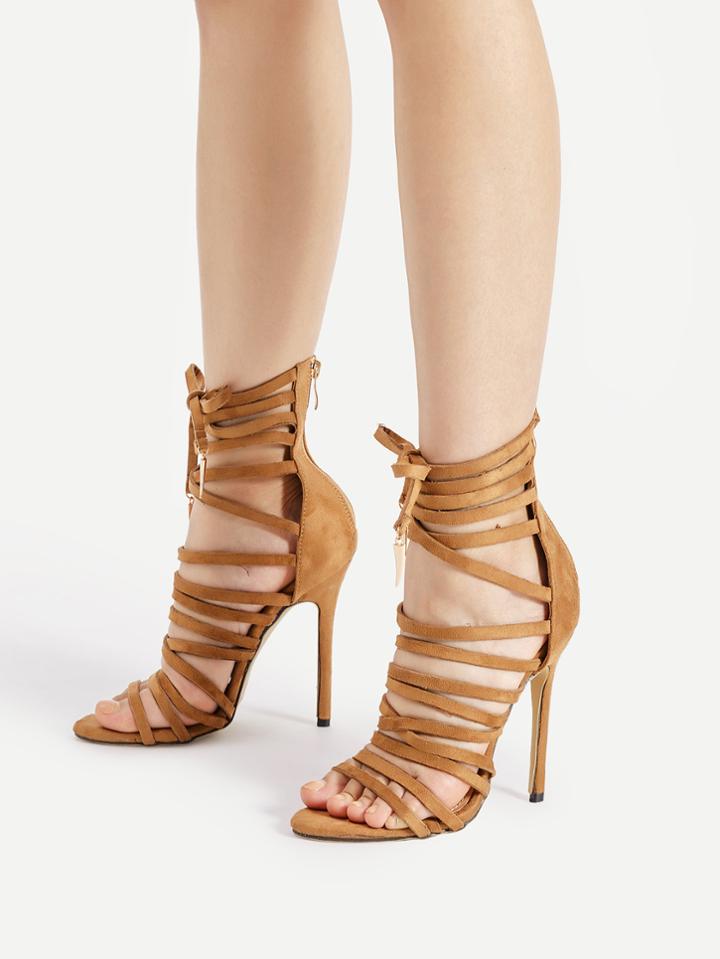 Shein Bow Tie Front Criss Cross Stiletto Sandals