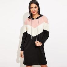 Shein Cut And Sew Panel Drawstring Hoodie Dress