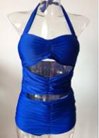Rosewe Halter Neck Cutout Blue Padded Swimwear