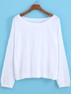 Shein White Round Neck Batwing Sleeve Loose T-shirt