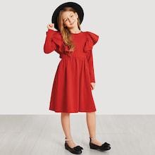 Shein Girls Ruffle Armhole Flare Dress