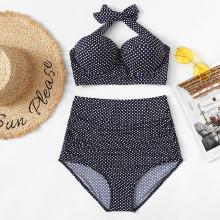 Shein Plus Dot Print Self Tie Bikini Set
