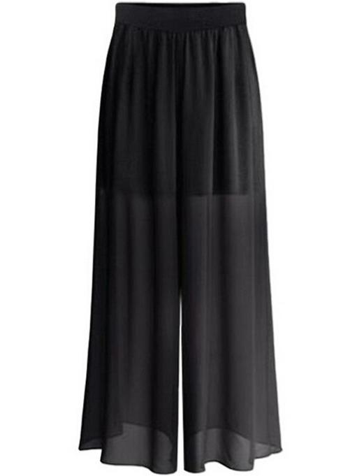 Shein Black Elastic Waist Wide Leg Plus Pant