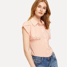 Shein Laser Cut Petal Sleeve Shirt
