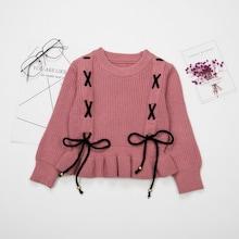 Shein Girls Lace-up Detail Pep Hem Jumper