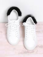 Shein Round Toe Lace Up Sneakers With Faux Fur