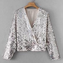 Shein Sequin Wrap Blouse