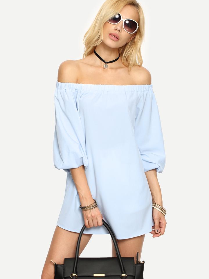 Shein Light Blue Off The Shoulder Shift Dress
