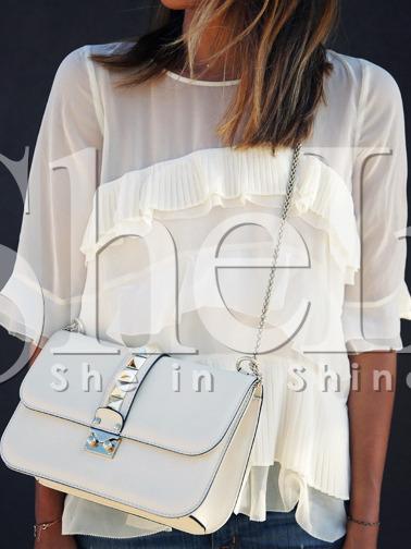 Shein Apricot Ruffle Layer Flounce Blouse